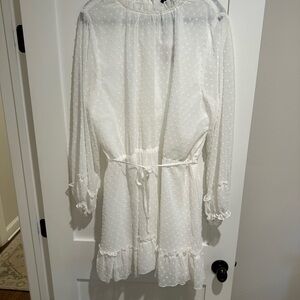 White Sheer Polka Dot Dress